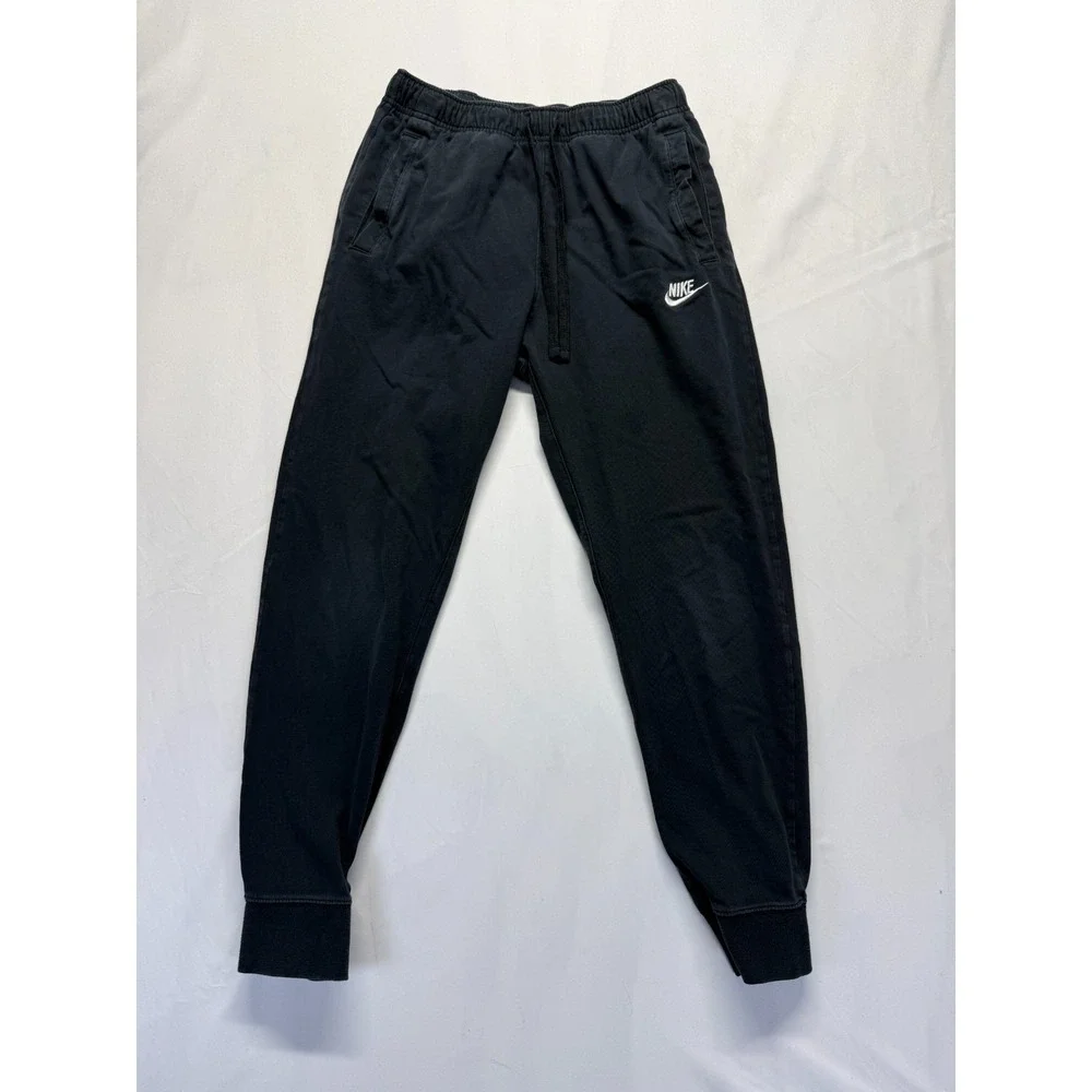 Nike Sportswear Club Jogger Pants Mens Small Black Cotton Tapered Leg Athleisure
